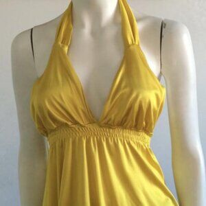 NWOT BLU In Firenze Yellow Halter-Neck  Backless Top Made in Italy.